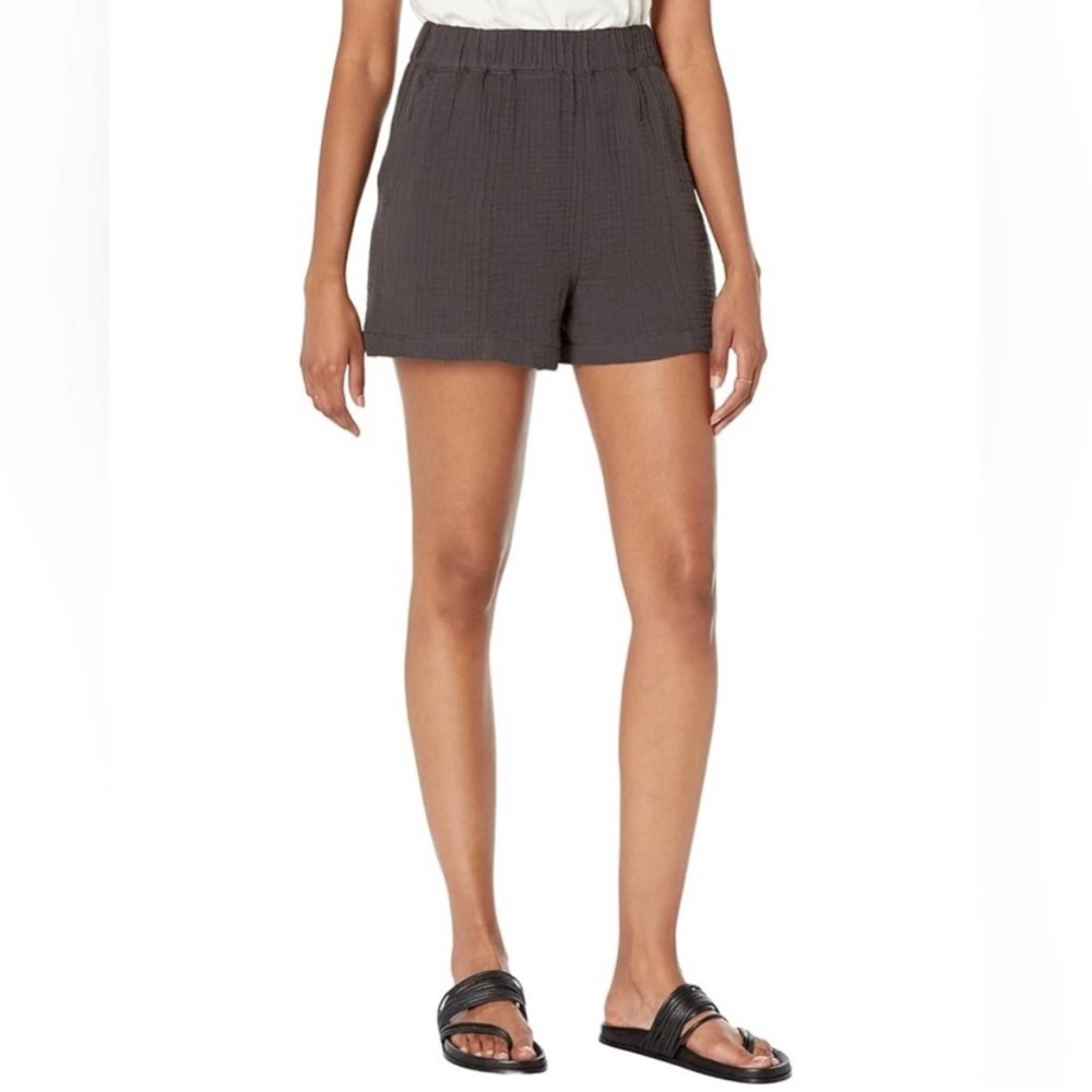 Madewell Lightspun Easy Pull-On Shorts Gauze in Black Charcoal Size M